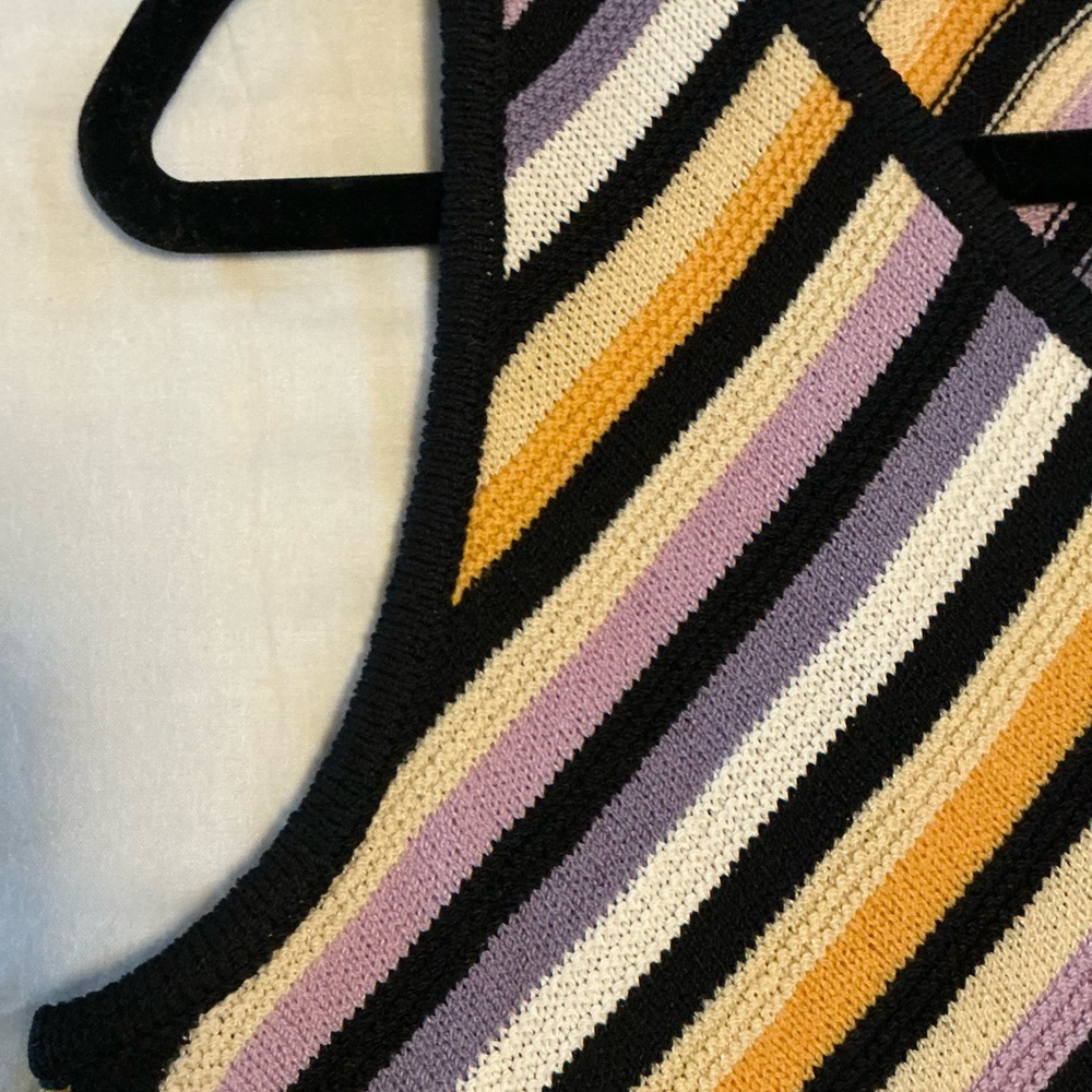 St. John Diagonal Striped V-Neck Tank in Yellow, Lavender and Black - Picture 9 of 10